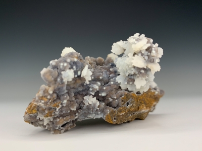 Quartz ps. Tarbuttite on Smithsonite from Skorpion Mine, Rosh Pinah, Namibia [db_pics/update7/ML00683b.jpg]